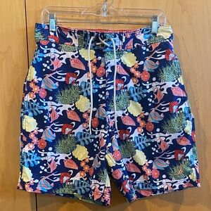 Nautica Vibrant Ocean Print Swim Trunks